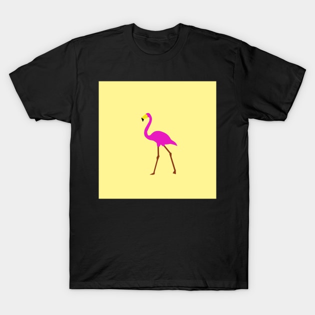 Flamenco rosa sobre amarillo T-Shirt by redumbrellashop